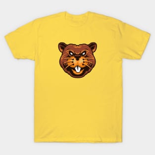 Funny Beaver Head Illustration T-Shirt